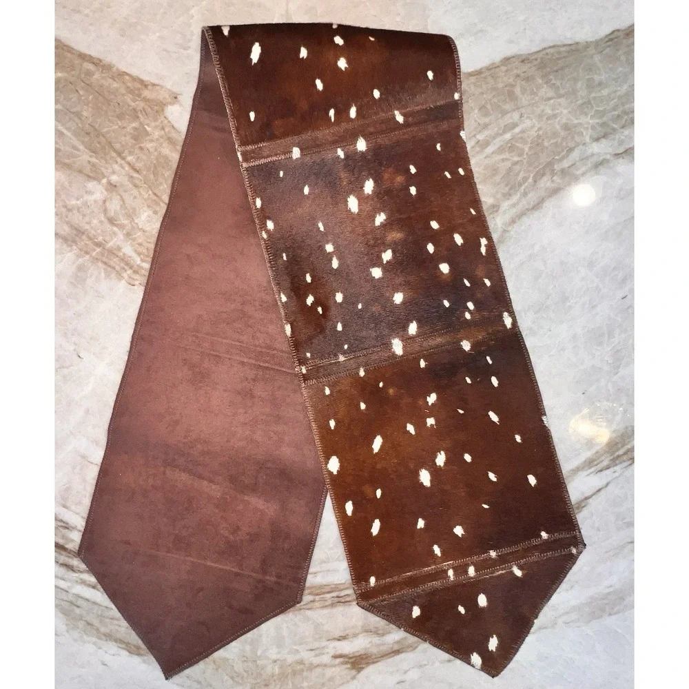 Luxury Cowhide Hair On Hide Leather Table Runner Made In Brazil, NWT
